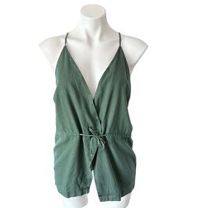Young Fabulous and Broke Green Tie Waist Spaghetti Strap Cami Top Size M NWT